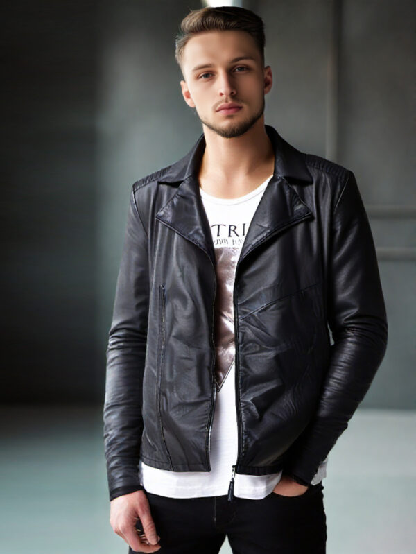 Deep Peak Lapel Biker Jacket