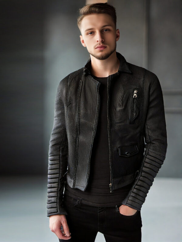 Double Layered Leather Biker Jacket