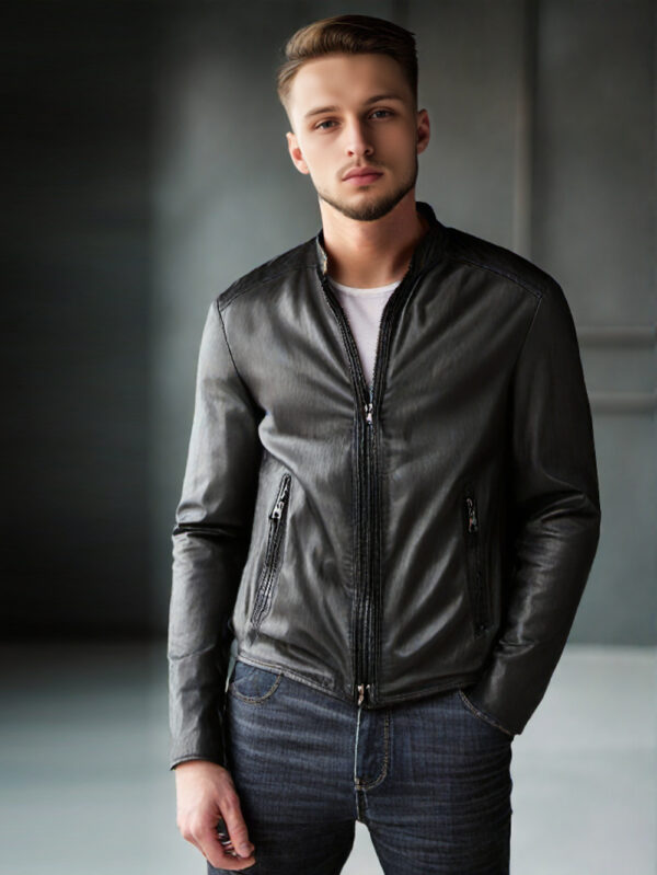 Dual Fasten Leather Jacket