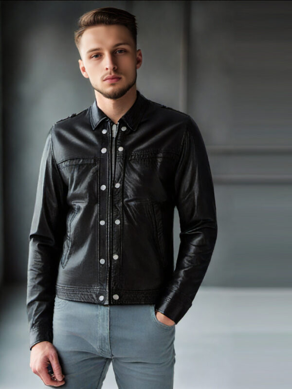 Epaulette Lambskin Shirt Jacket