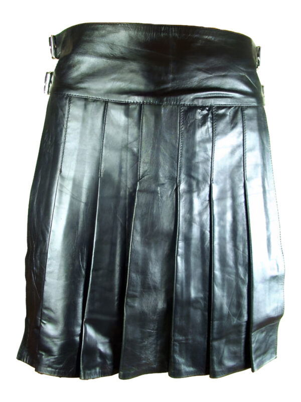 Knife-Pleated Leather Kilt Front