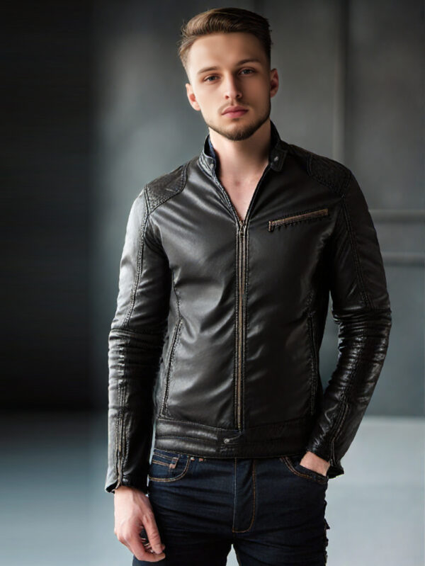 Lean Fit Leather Moto Jacket