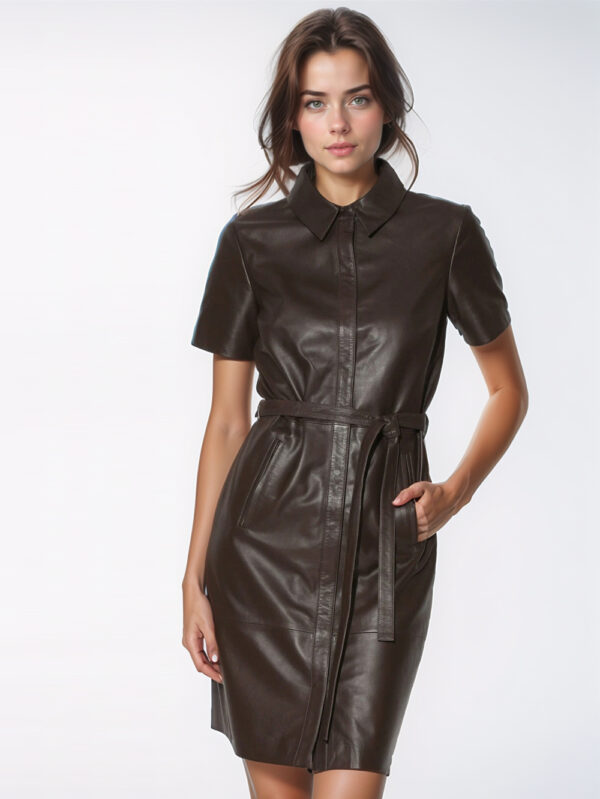 Luxe Mocha Leather Dress