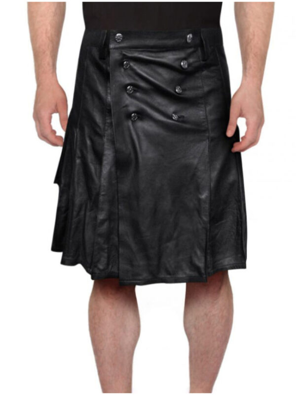 Modern Wrap Leather Kilt Front