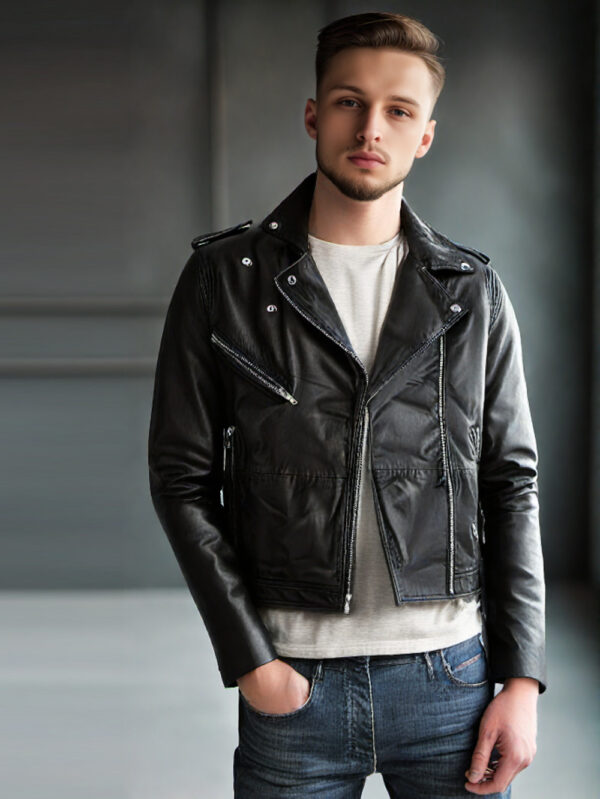 Moto-Inspired Leather Biker Jacket