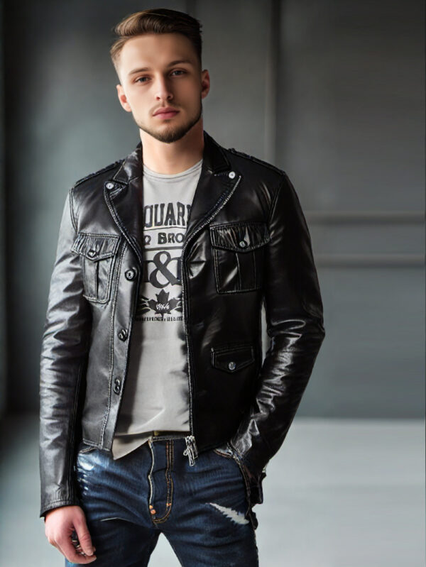 Multiple Pocket Men’s Biker Jacket