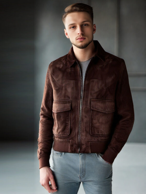 Patch Pocket Suede Brown Bomber