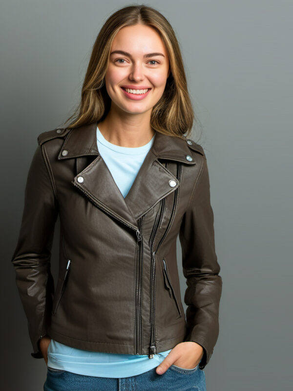 Press Stud Collar Moto Jacket