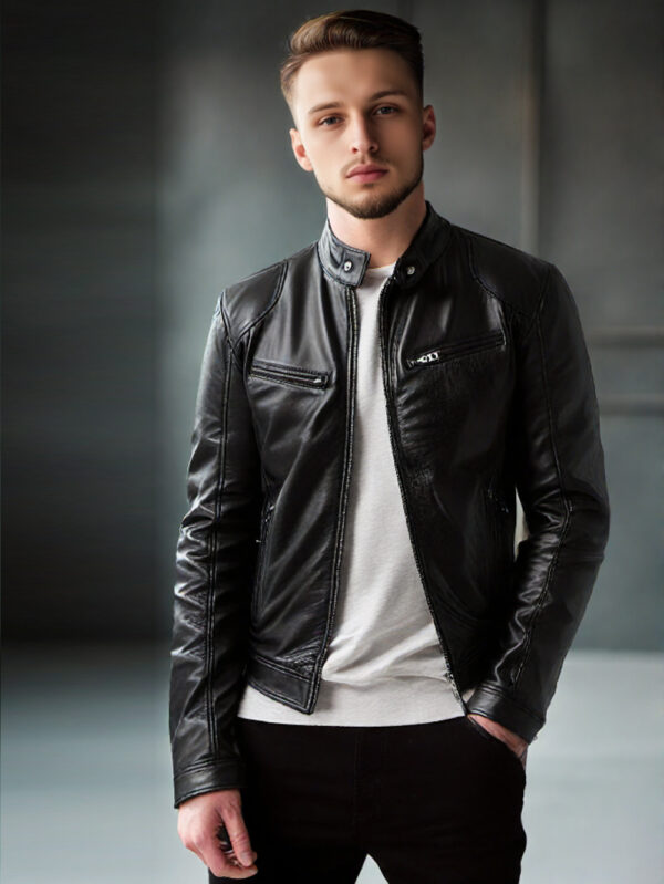 Regular Fit Men’s Leather Jacket