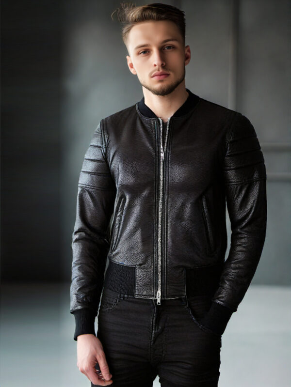 Ribbed Detail Sturdy Biker Jacket