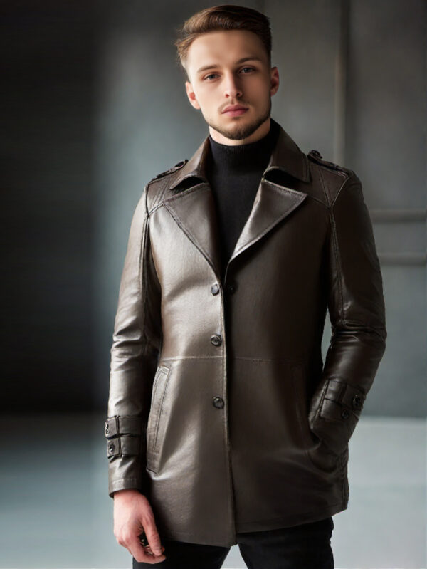 Rugged Trendy Leather Coat