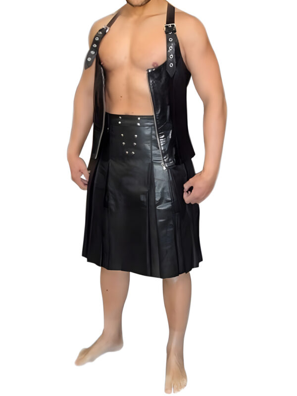 Scottish Style Leather Kilt Front