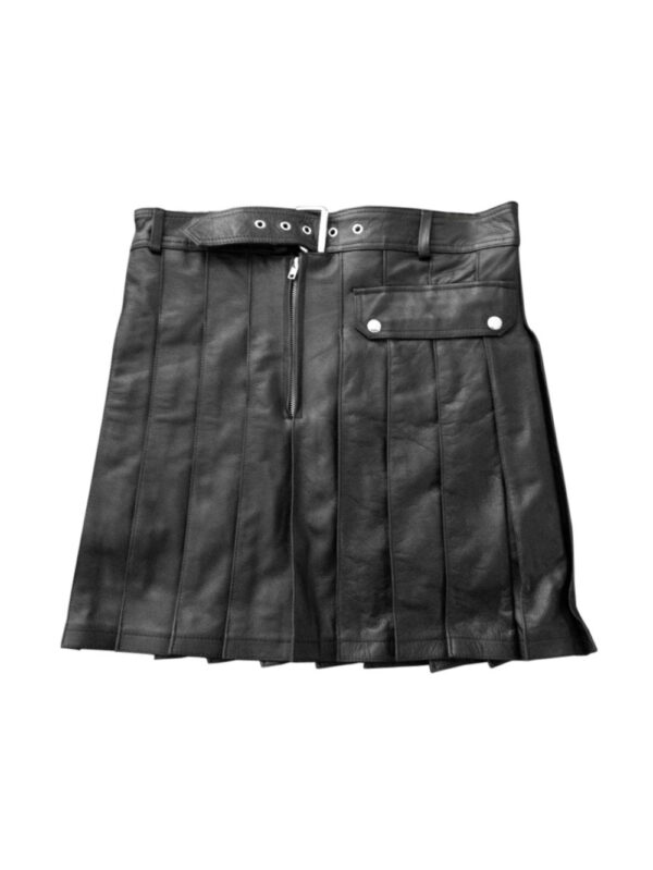 Side Pocket Leather Kilt Front