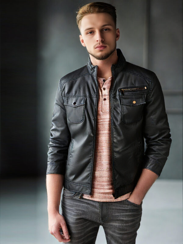 Slim Fit Moto Jacket for Men