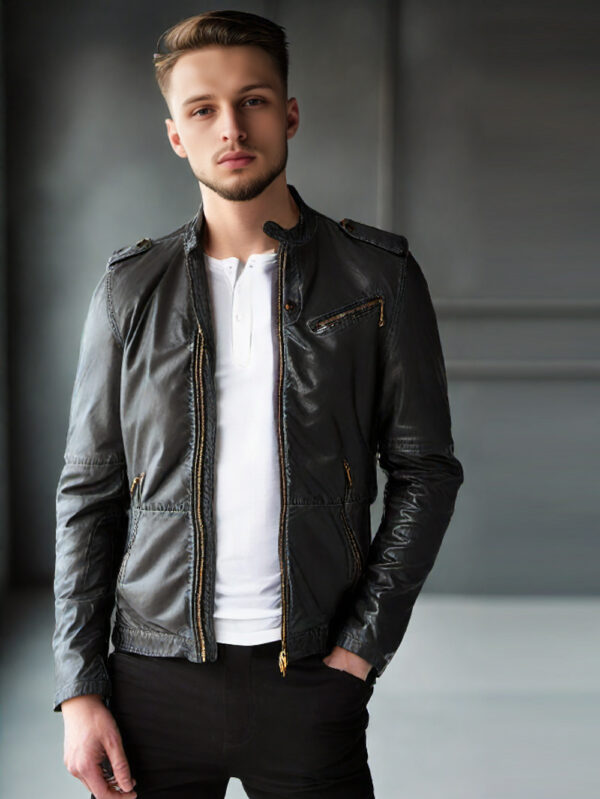 Snap Tab Epaulette Biker Jacket