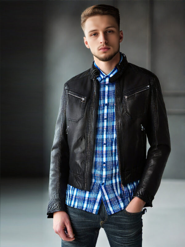 Stalwart Men’s Leather Biker Jacket