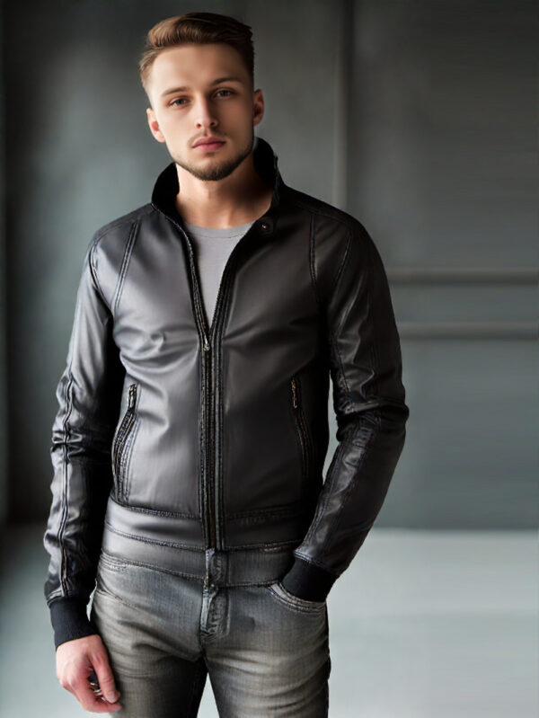 Suave and Sturdy Leather Bomber