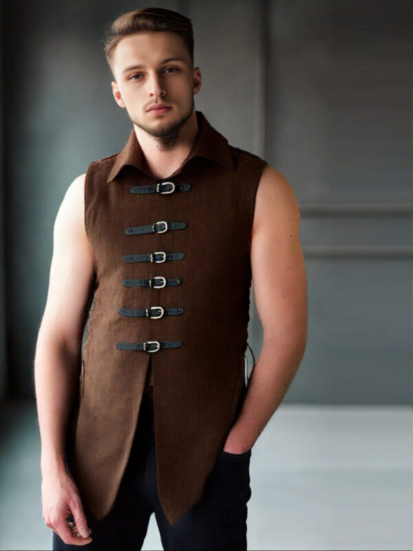 Suede Gilet with Buckle Fastening