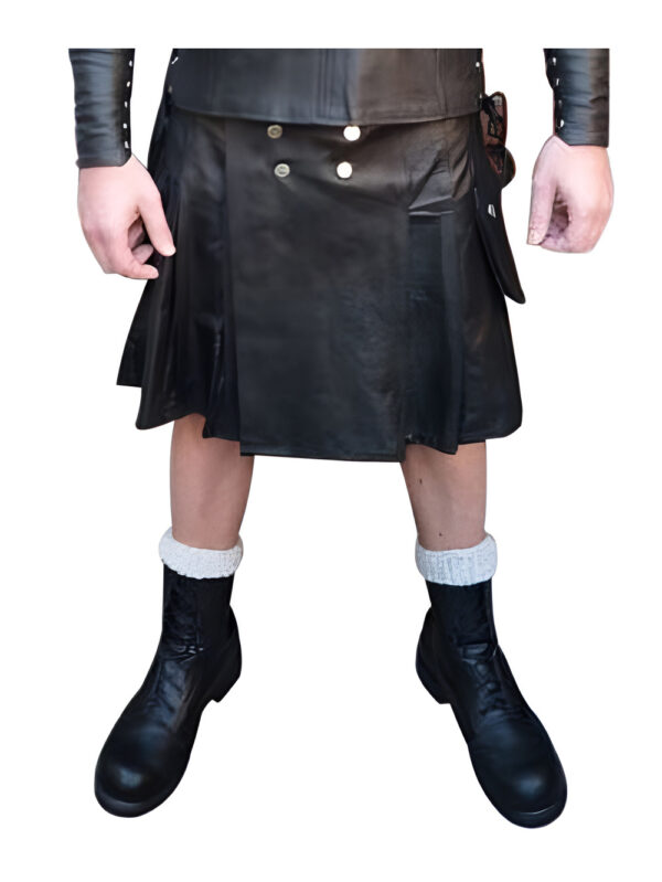 Tough Masculine Leather Kilt Front