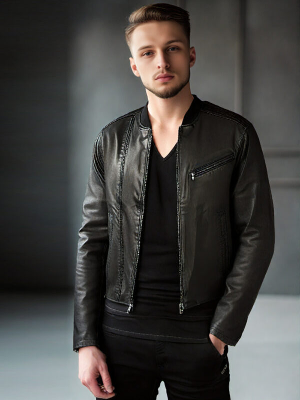 Trendy Chest Pocket Biker Jacket