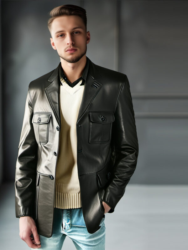 Urbane Style Leather Blazer