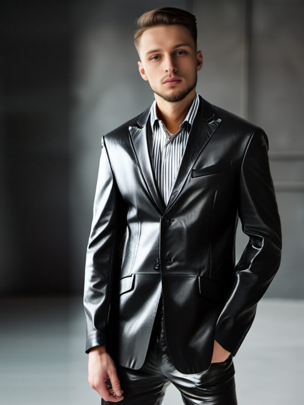 Welt Flap Pocket Leather Blazer