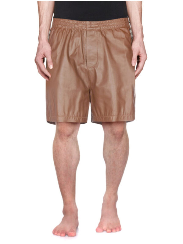 Zippered Luxe Leather Shorts Front