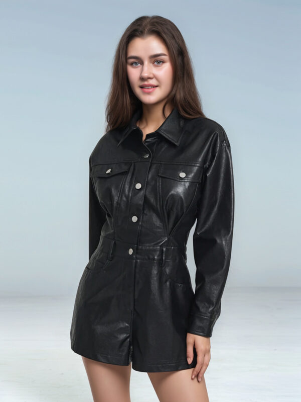 Sophisticated Statement Leather Romper for Women